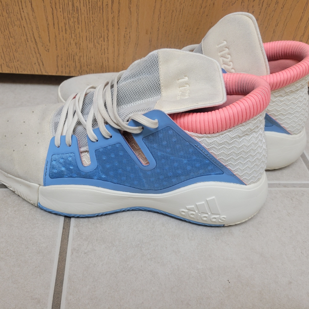 Adidas Men's Sneakers - White, Blue, and Pink